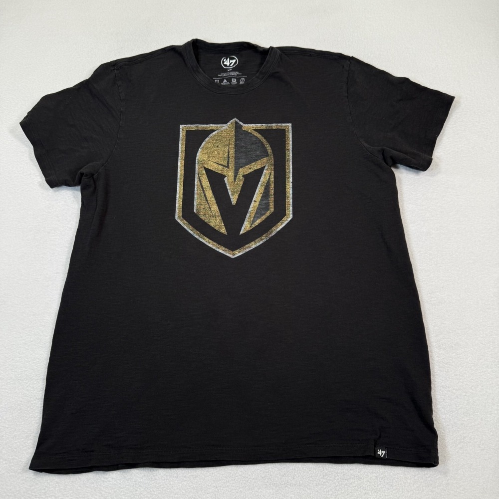 47 Golden Knights‎ Shirt Men Large Black Logo Graphic Hockey NHL Crewneck